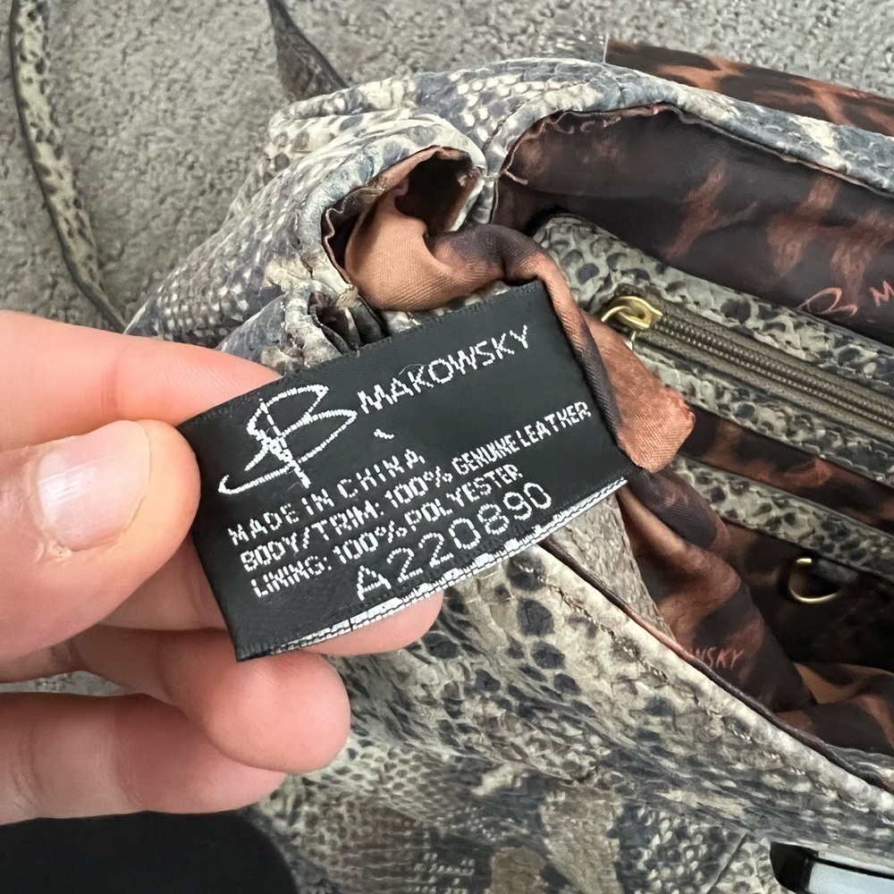 B. Makowsky Python Print Leather Shoulder Bag - image 6